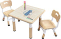 Kids Table & Chair Set with Adjustable Toddler-Safe Non-Slip Legs, Activity & by JIAOQIU