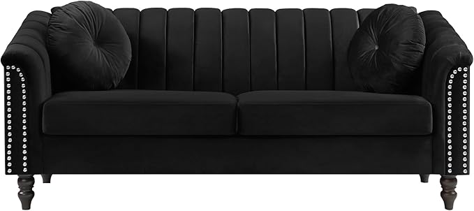 Sectional Sofa Set, Microfiber Chesterfield Upholstered Sofas Loveseat Couch - Image 4