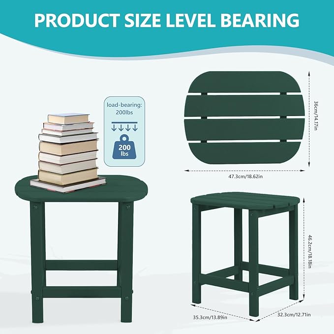 Hdpe Outdoor Adirondack Side Table, Wooden Textured, Set - Image 3
