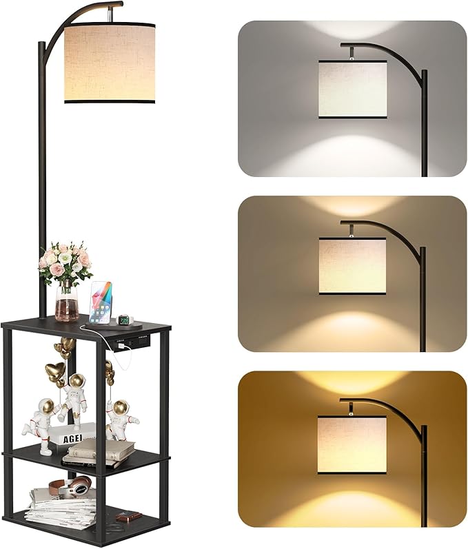 SUNMORY Floor Lamp with Table, End Table by SUNMORY