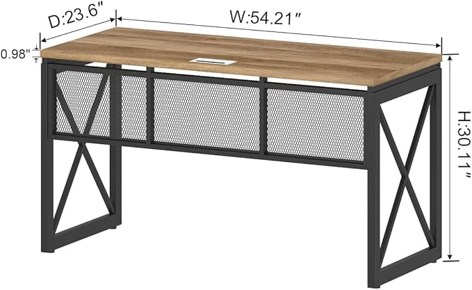 BON AUGURE Farmhouse Computer Desk, Modern Industrial Home Office Desks - Image 2