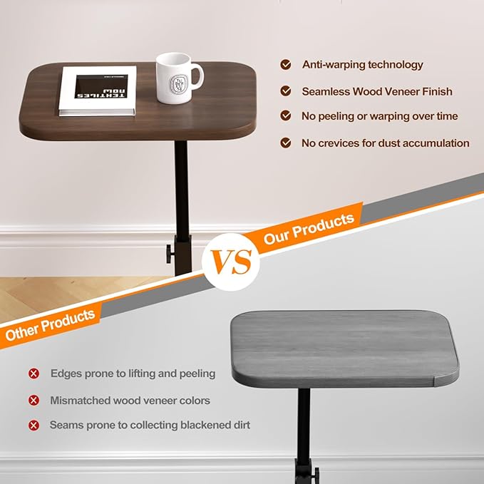Adjustable Side Table TV Tray, C Shaped End Table, Small Bedside Table - Image 5