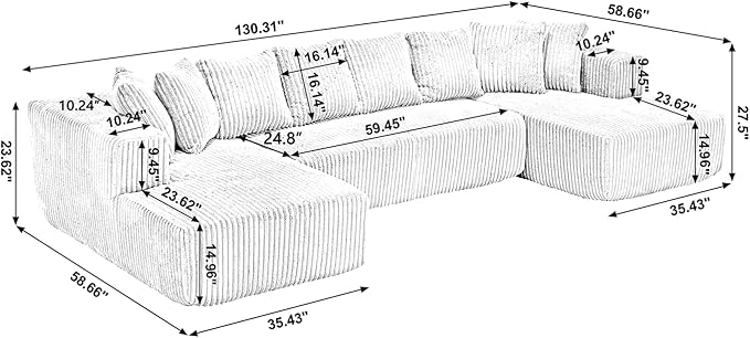 Eafurn Free Combination Cloud Boneless Modular Sectional Sofa - Image 2