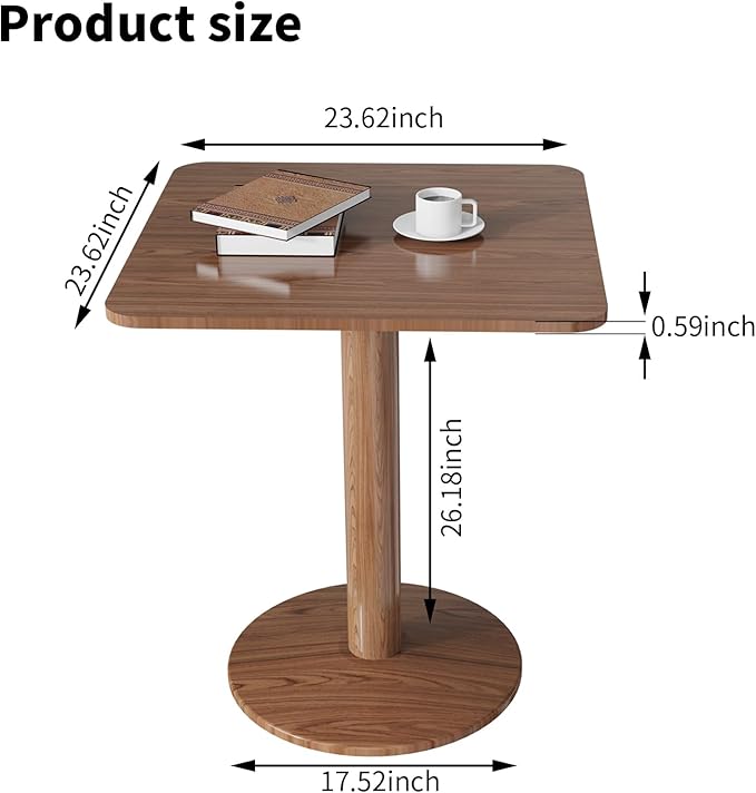 23.62" Mid-Century Modern Square Dining Table - Image 2