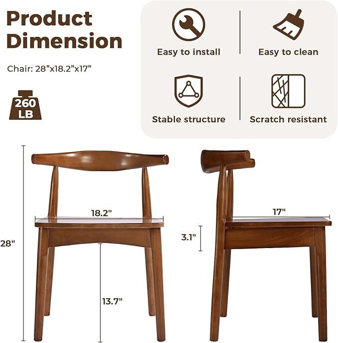 DELAVIN Solid Wood Dining Chairs Set of 4, Kitchen Chairs - Image 3