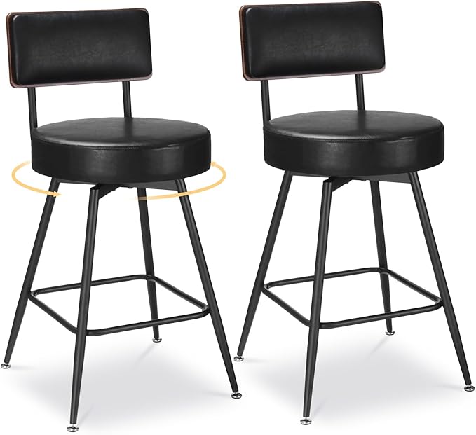 Bar Stools, 25 Inch Swivel Counter Height Bar Stools Set of 2 - Image 3