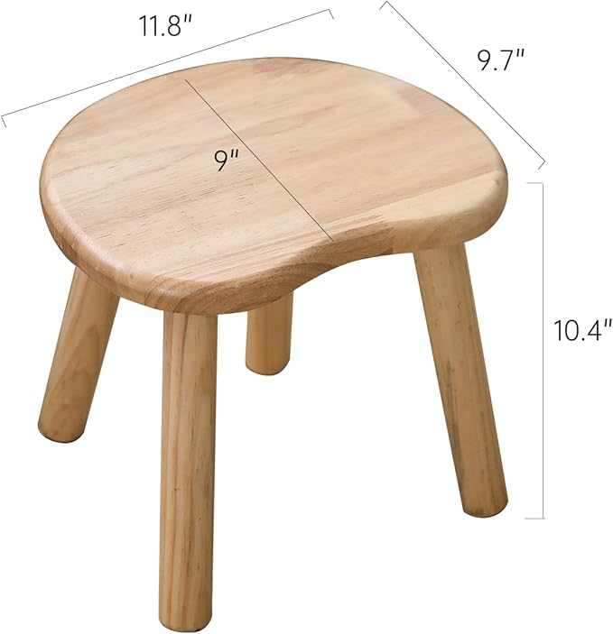 Wooden Stool, Small Step Stool for Kids, 10 inch Small Short Solid Wood Chair - Image 3