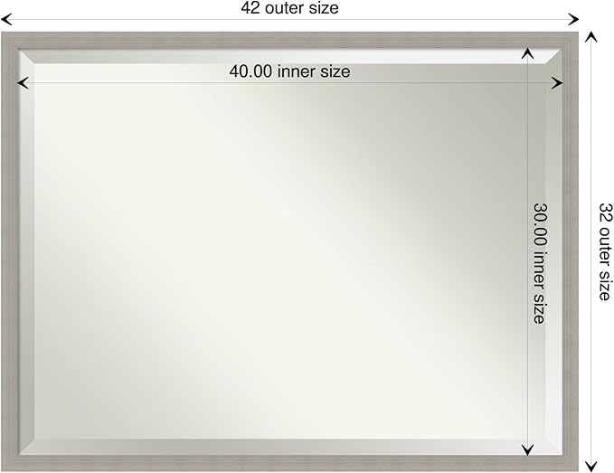 Amanti Art Grey Wall Mirror 32x42 Woodgrain Stripe Grey Rectangle Bathroom - Image 4