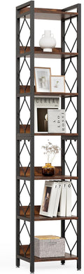 LITTLE TREE Corner Book Shelf, 78.7" Tall Narrow Bookcase, 7-Tier Skinny Wooden by LITTLETREE