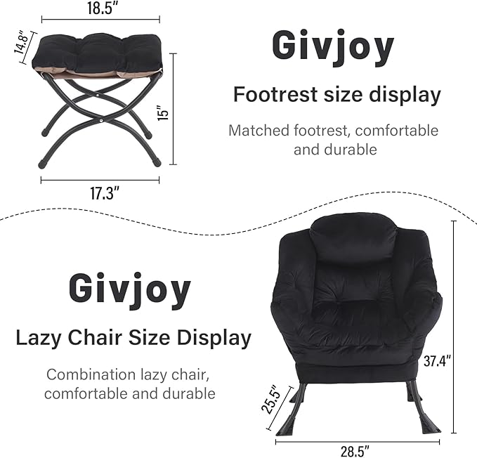 Lazy Chair and Ottoman, Large Accent Lounge Chair - Image 3