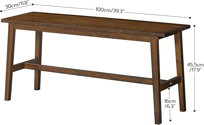 HOOBRO 39.3'' Bamboo Dining Bench, Farmhouse Kitchen Table Bench, Kitchen & - Image 9
