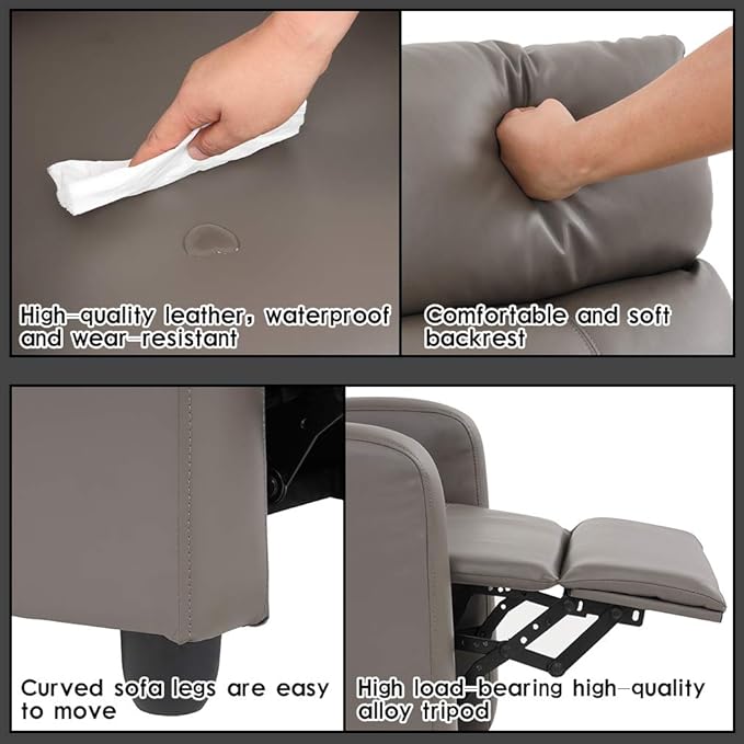 BestMassage | Recliner Chair | No Massage Function | Pu Grey | - Image 4
