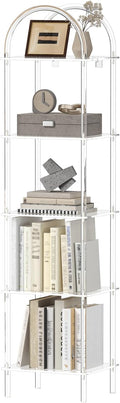 5-Tier Acrylic Arched Bookcase, 13.8''W x 11.8''D x 57.1''H, Open Display Book by CRTERICX