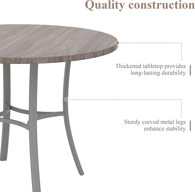 VECELO 36" Round Dining Table for 4, Wood Grain Dinette - Image 5
