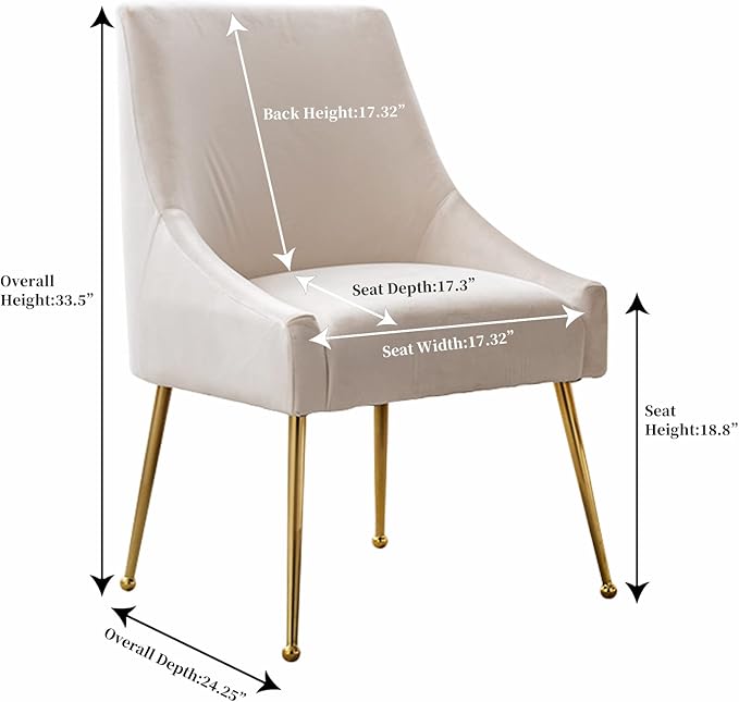 Modern Velvet Dining Chairs Set of 2, Contemporary Upholstered Furniture - Image 3
