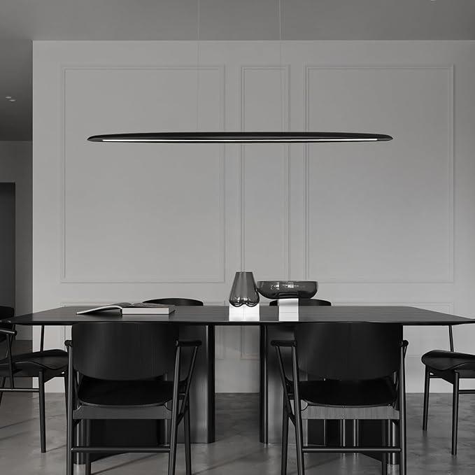 51" Wood Linear Pendant Light Black Linear Pendant Dinning Room Hanging Lights - Image 9