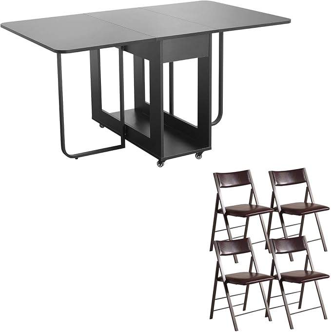 Folding table and chair set, dining table by Unknown