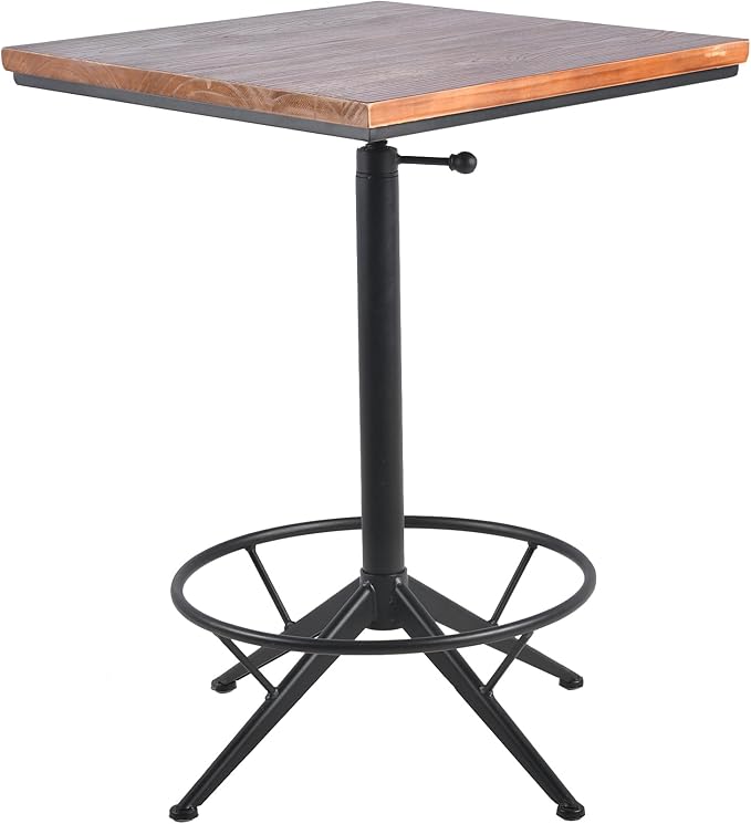 Diwhy Industrial Design Bar Table Height Adjustable 30.3-35.4in Kitchen Dining - Image 6