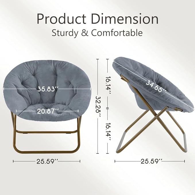 Comfortable Cozy Faux Fur Disc Chair Foldable Feature - Image 3