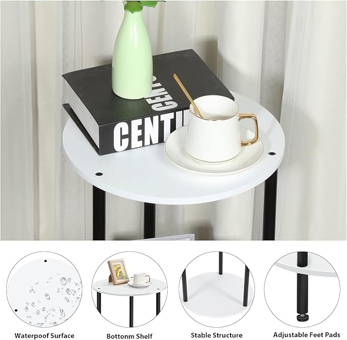 SEHERTIWY Round Side Table for Living Room, Accent Table for Small Spaces - Image 8