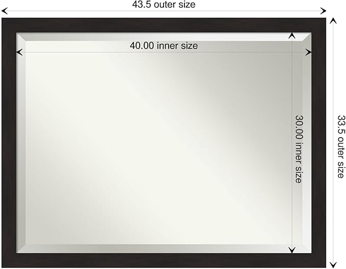 Amanti Art Brown Wall Mirror 34x44 Furniture Espresso Narrow Rectangle Bathroom - Image 4