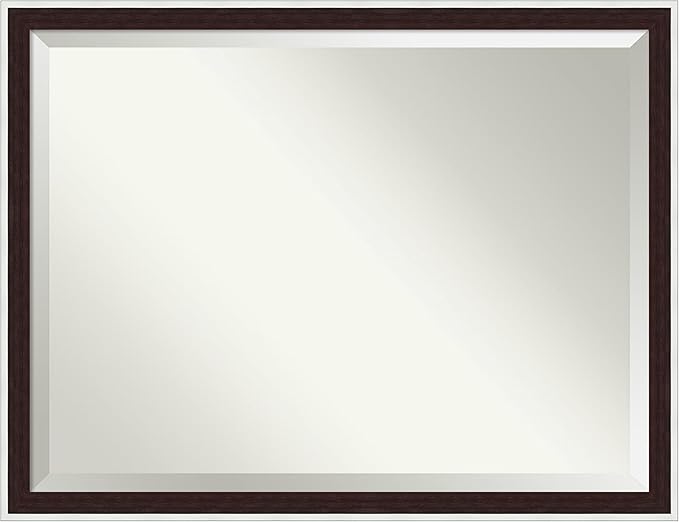 Amanti Art Wall Mirror 33x43 Maya Espresso Silver Rectangle Bathroom Mirror by AmantiArt