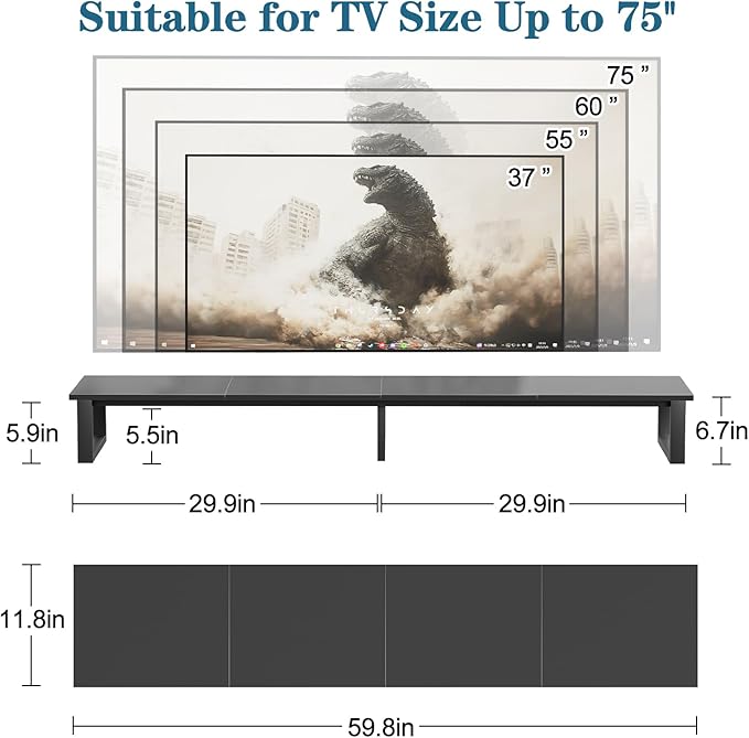 59" Large TV Riser Stand for 32-75 Inch TV, TV Shelf - Image 2