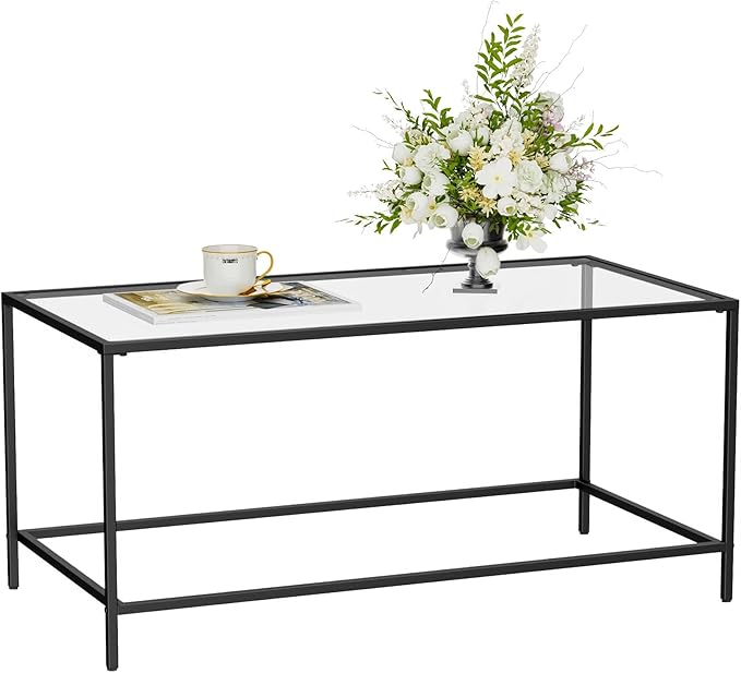 Glass Coffee Table, Modern Rectangular Coffee Table - Image 9