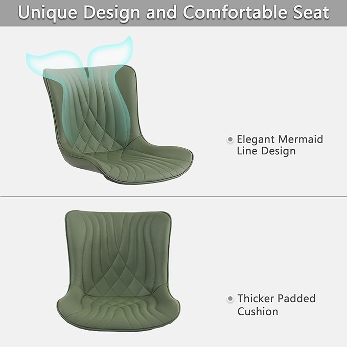 Kidol & Shellder Bean-Green Dining Chairs Set of 2, Upholstered Mid Century - Image 5