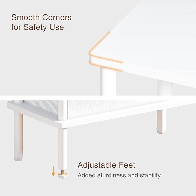 Narrow Side Table with Fabric Basket, Slim Nightstand with 3-Tier Storage Shelf - Image 7