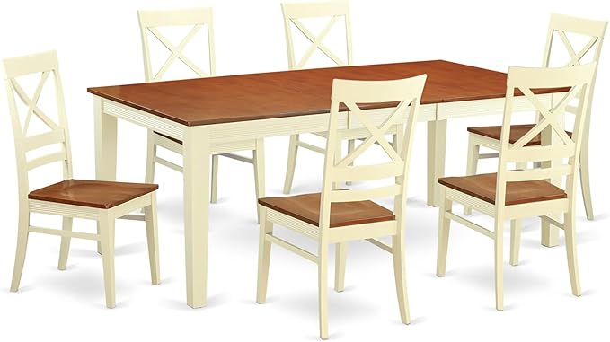 East West Furniture QUIN7-WHI-W 7 Piece Dining Set Consist of a Rectangle by EastWestFurniture