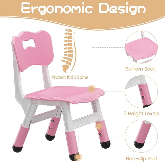 GarveeHome Kids Table and 6 Chairs Set, Height Adjustable Toddler Table and - Image 8