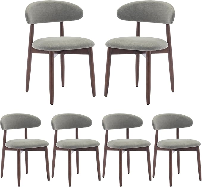 COLAMY Wooden Dining Chairs Set of 6, Modern Fabric Upholstered Kitchen Side - Image 8