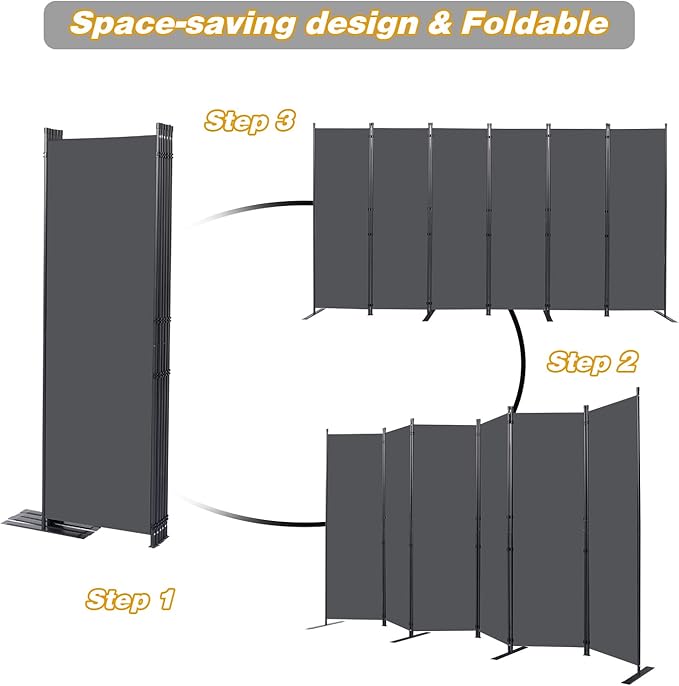 Room Divider, 6 Panel Folding Privacy Screens - Image 5