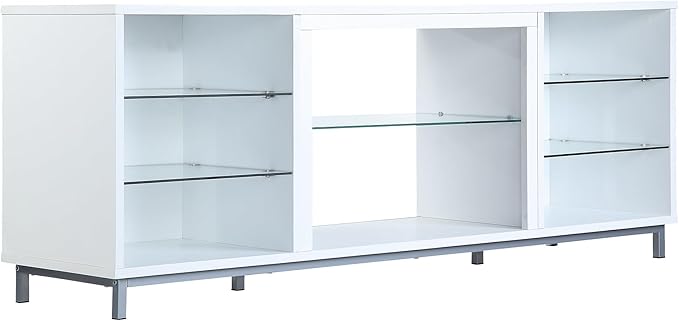 Manhattan Comfort Brighton 60" TV 7 Shelves, Tempered Glass Dividers and Media - Image 5