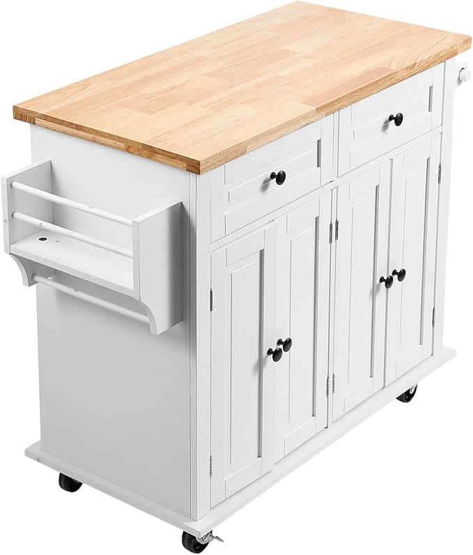 VEVOR Kitchen Island Cart with Solid Wood Top, 35.4" Width Mobile Carts with - Image 9