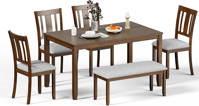 6-Piece Wooden Dining Set, Dining Table & Chair Set - Image 7