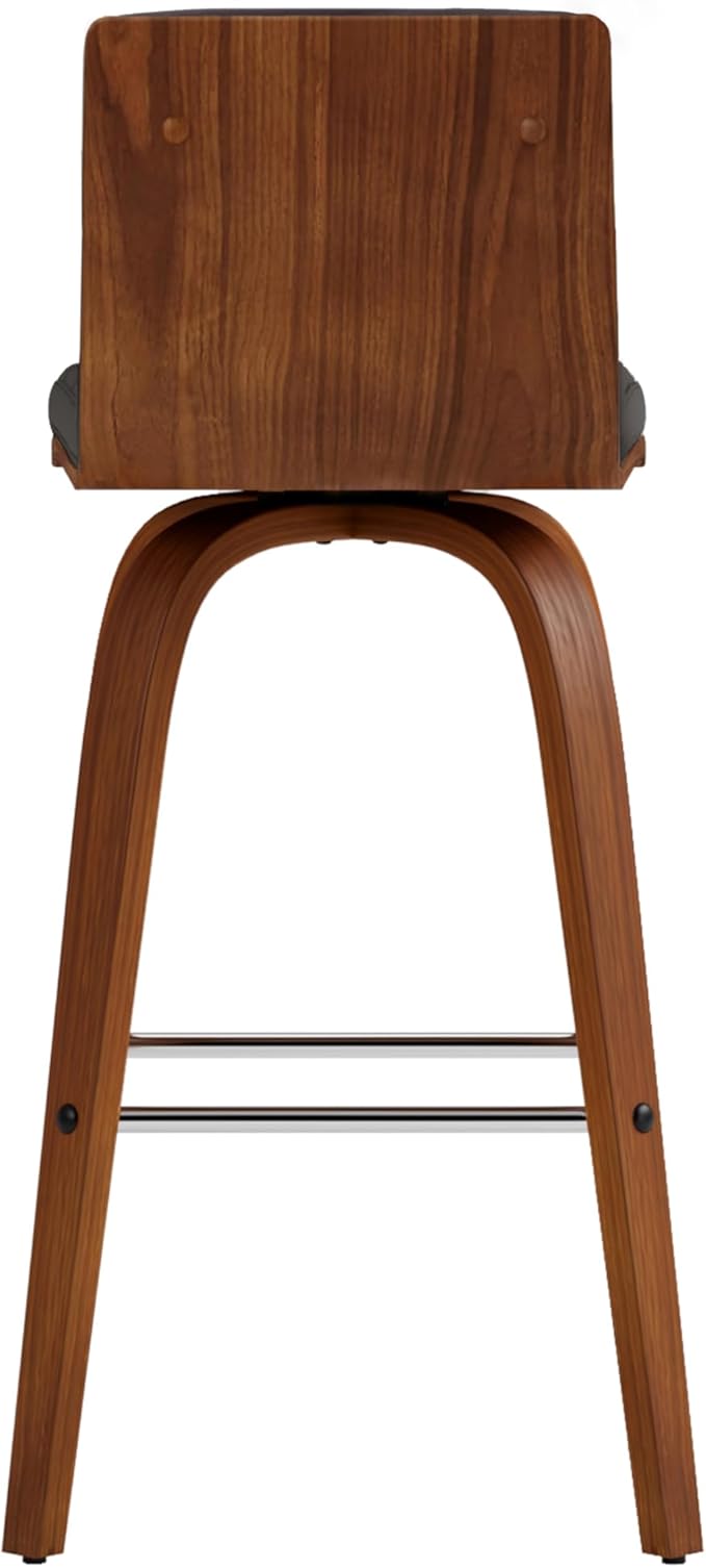 Armen Living Vienna 26" Swivel Counter Stool in Walnut Wood Finish - Image 4