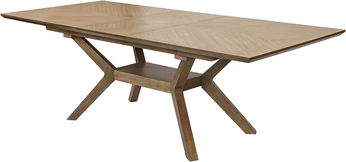 Mid-Century Modern Wood Rectangular Extension Kitchen Dining Table and Eight - Image 3
