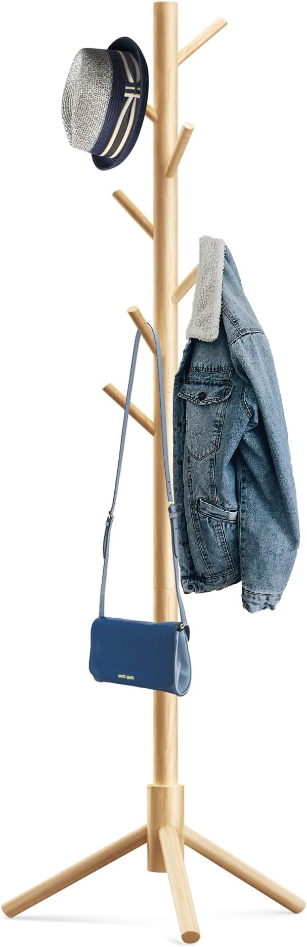 Wooden Tree Coat Rack Stand, Sturdy Freestanding Coat Rack by Hupmad