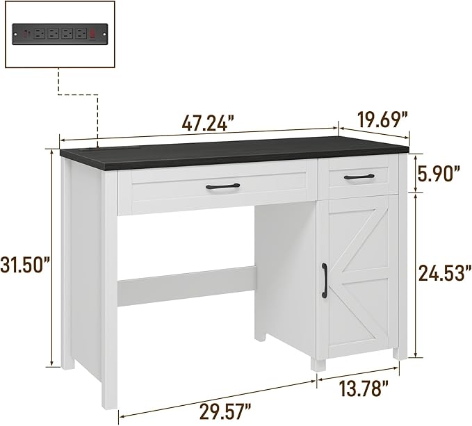 Farmhouse 47" Executive Desk, Computer Desk - Image 2