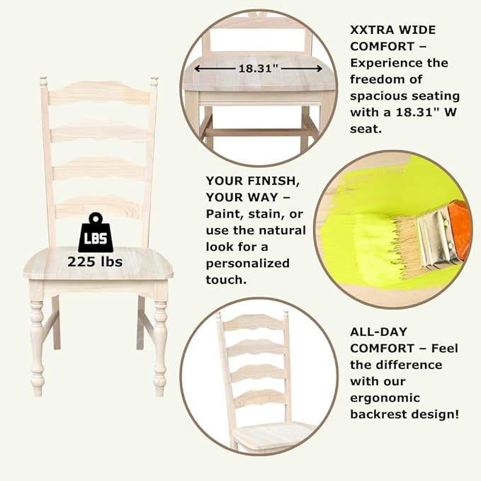 IC International Concepts Set of 2 Maine LadderBack Chairs - Image 5