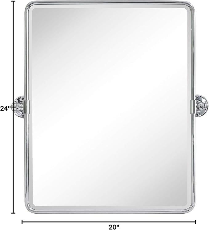 TEHOME 20 x 24 inch Farmhouse Chrome Metal Framed Pivot Rectangle Bathroom - Image 7