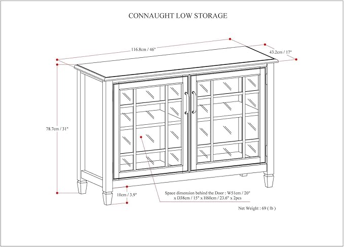 SIMPLIHOME Connaught SOLID WOOD 46 inch Wide Traditional Low Storage Cabinet in - Image 3