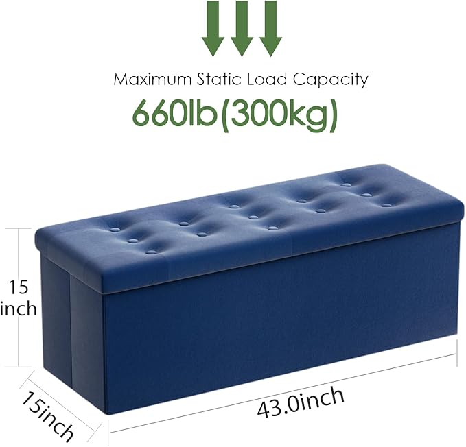 PRANDOM Jumbo Ottoman with Storage Velvet Folding Small Square Foot Stool with - Image 3