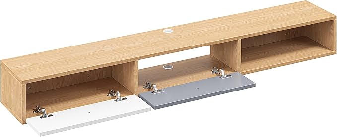 Modern Floating TV Stand with Doors, 70 Inch Wall Mounted TV Console, Floating - Image 6