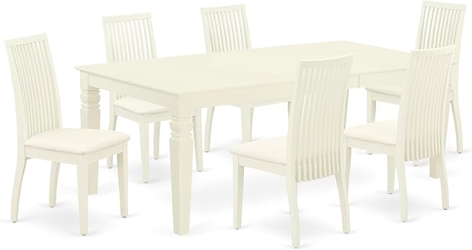 East West Furniture LGIP7-LWH-C 7 Piece Dinette Set Consist of a Rectangle by EastWestFurniture