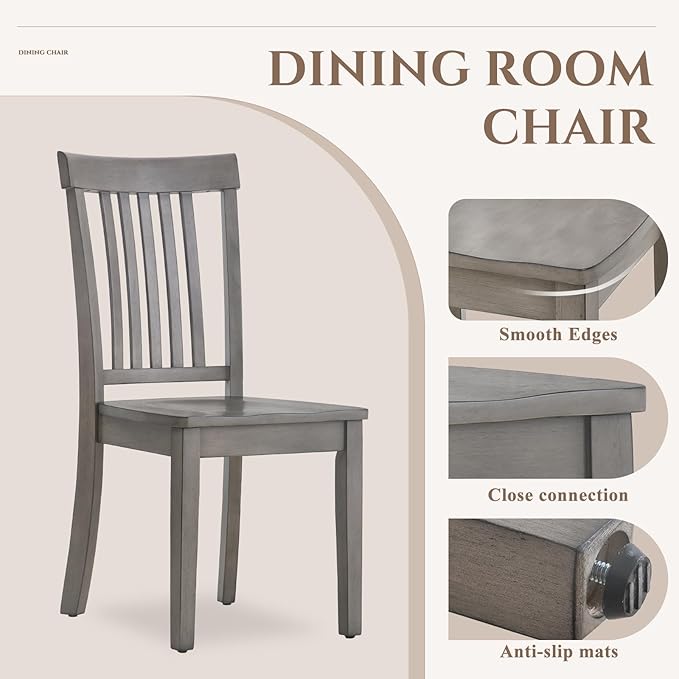 COLAMY Wooden Dining Chairs Set of 6, Spindle High Back Windsor Kitchen Side - Image 4