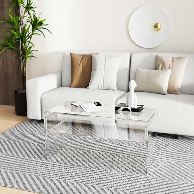 32inch Premium Clear Acrylic Rectangle Coffee Table - Image 4