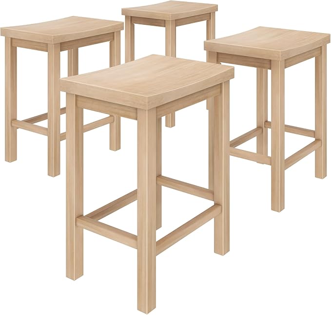 Grain & Grove Smith Collection Set of 4 Solid Wood Counter Height Bar Stools - Image 3